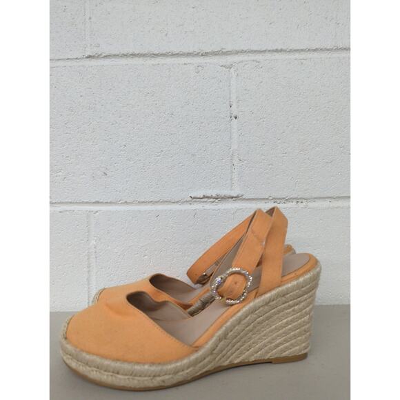 new Stuart WEITZMAN sz 6 orange mango wedge heel espadrille jewel strap - Picture 2 of 8